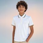 Boys White Logo Polo Shirt, 2, hi-res