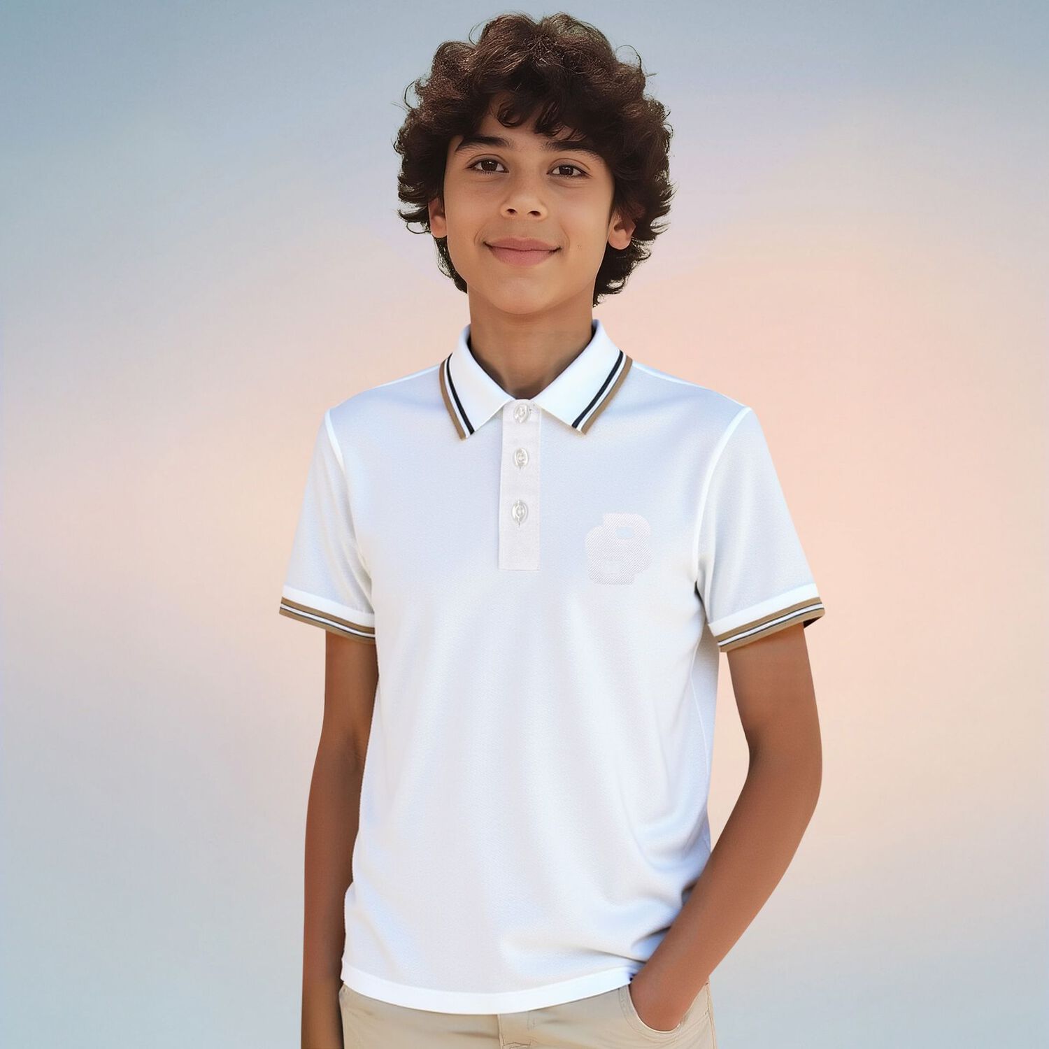 Boys White Logo Polo Shirt, 2, hi-res image number null