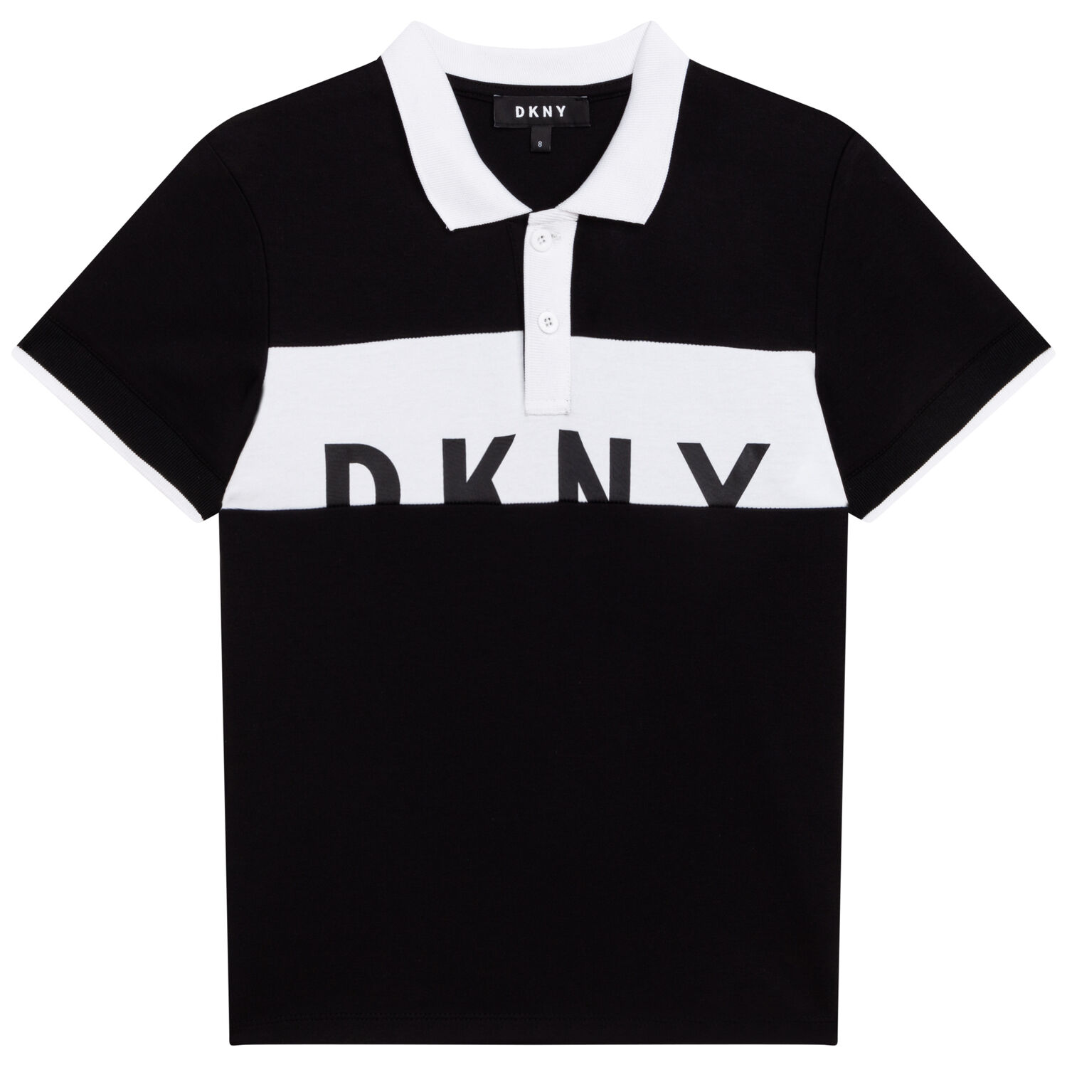 Boys Black & White Logo Polo Shirt, 2, hi-res