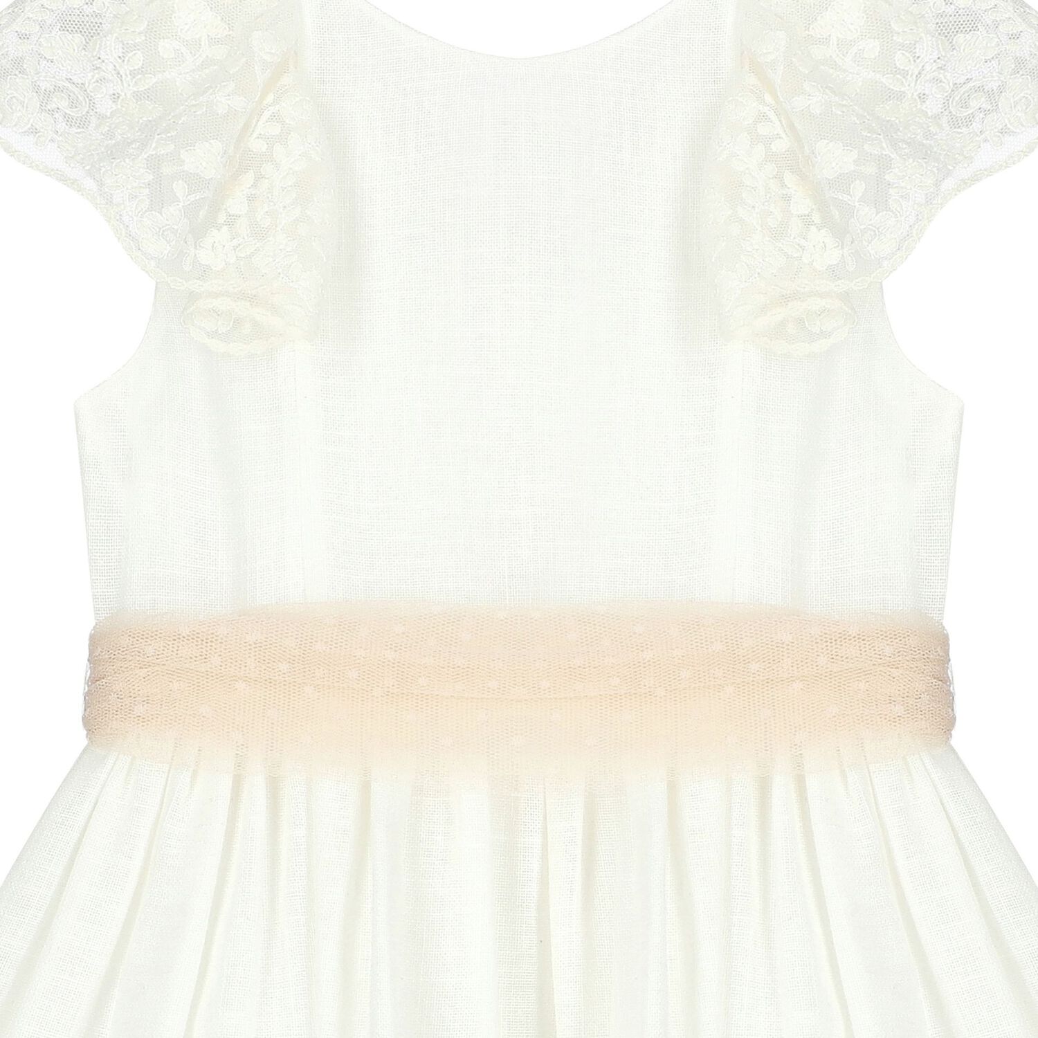 Girls Ivory Embroidered Dress, 1, hi-res