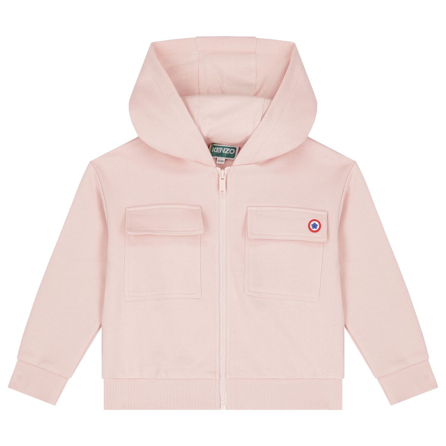 Girls Pink Logo Hooded Zip Up Top, 1, hi-res