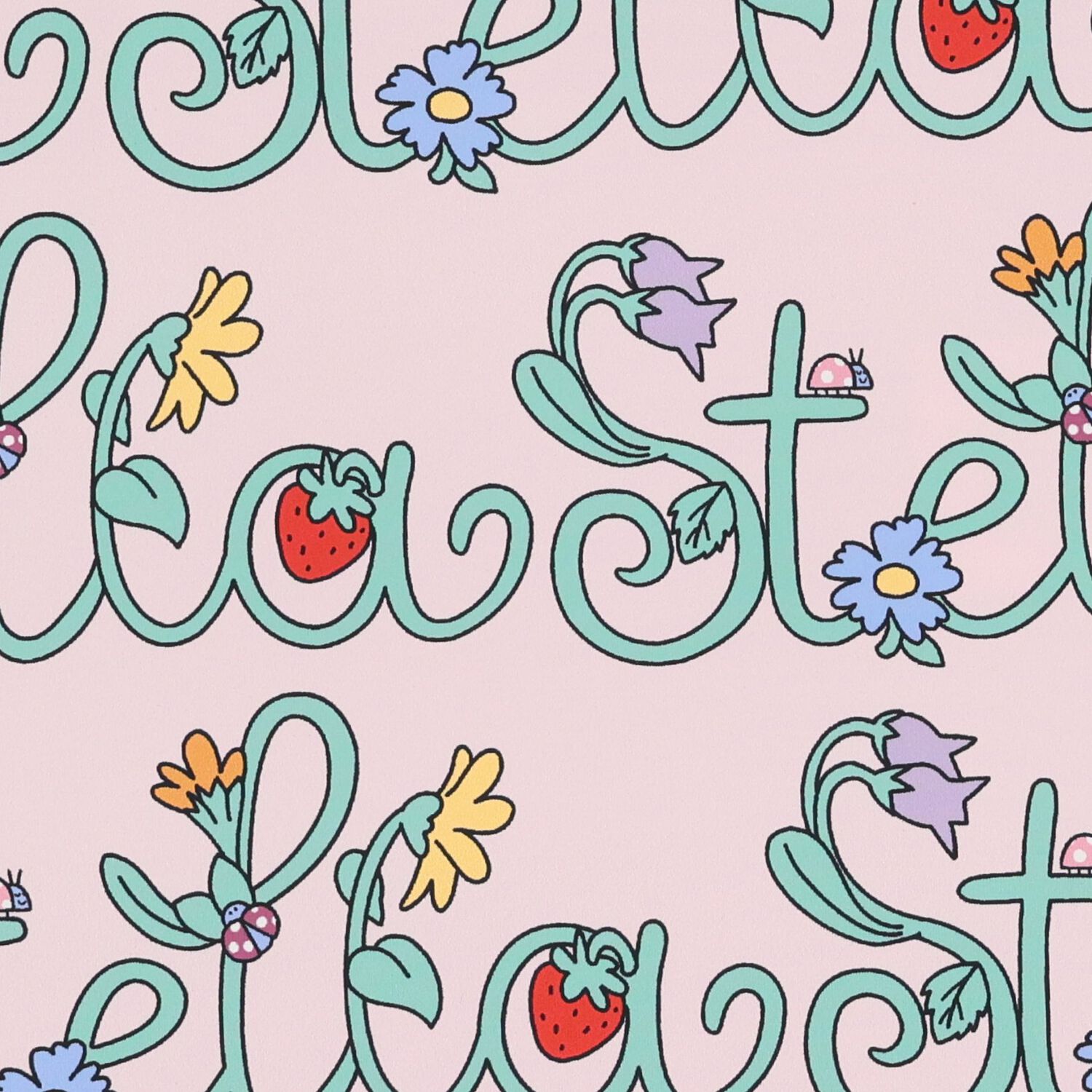 بدلة سباحة بالشعار وطبعة الزهور باللون الوردي للبنات, 1, hi-res