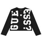 توب بنات بأكمام بالشعار باللون الأسود, 3, hi-res