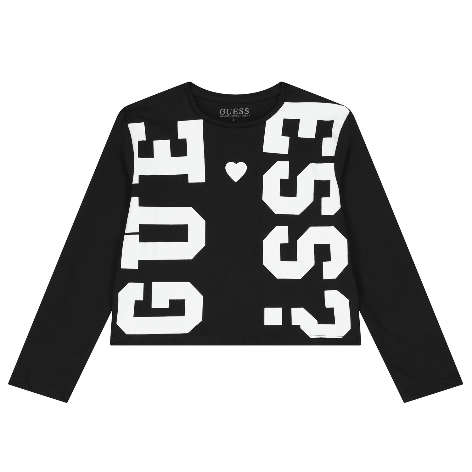 توب بنات بأكمام بالشعار باللون الأسود, 3, hi-res image number null