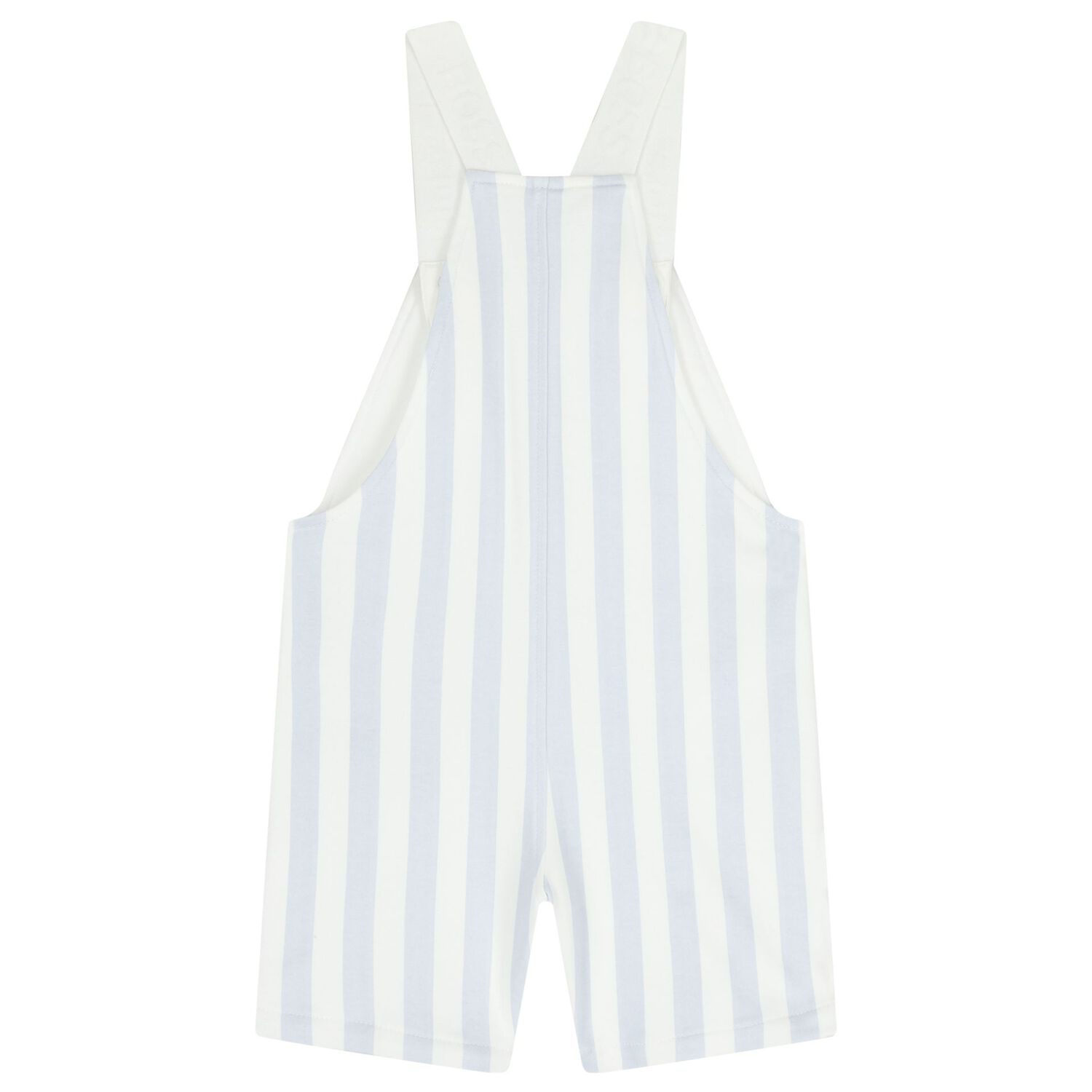 Baby Boys White & Blue Striped Logo Dungaree Set, 2, hi-res