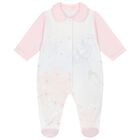 Baby Girls White & Pink Floral Babygrow, 1, hi-res