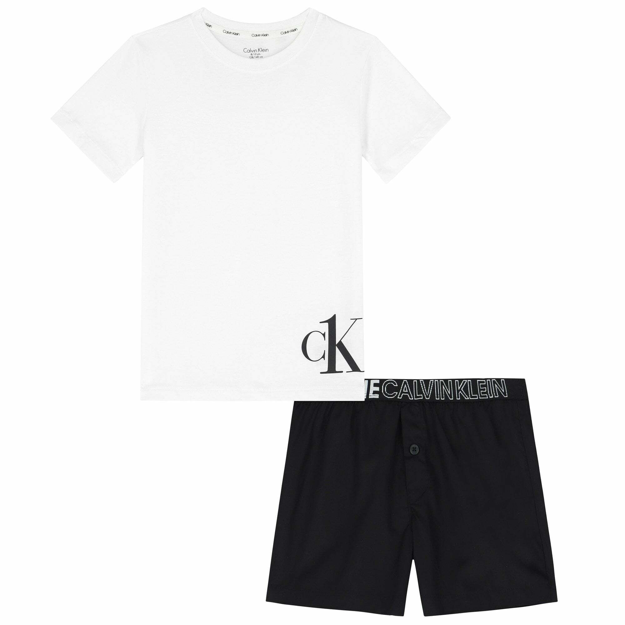 Calvin Klein Boys White Black Logo Pyjamas Junior Couture UAE