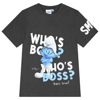 Boys Grey Smurfs T-Shirt