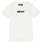 تيشيرت بنات بالشعار باللون الأبيض, 1, hi-res