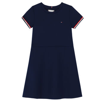 Girls Navy Logo Dress