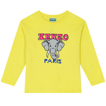 Girls Yellow Elephant Long Sleeve Top