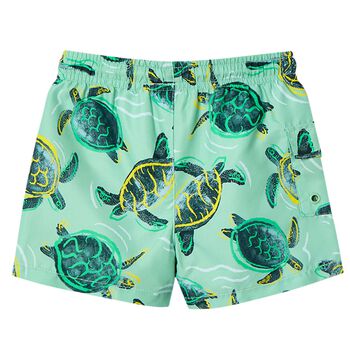 Boys Green Turtle Swim Shorts