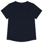 تيشيرت بنات بالشعار باللون الكحلى, 1, hi-res