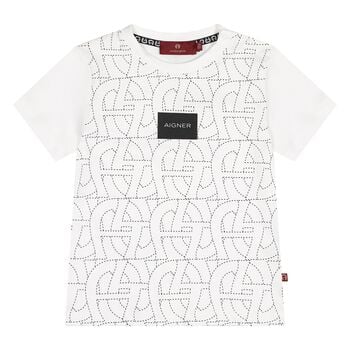 Younger Boys White Logo T-Shirt