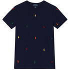 تيشيرت بالشعار باللون الكحلى للاولاد, 1, hi-res