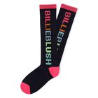 Girls Navy Blue & Pink Logo Socks, 1, hi-res