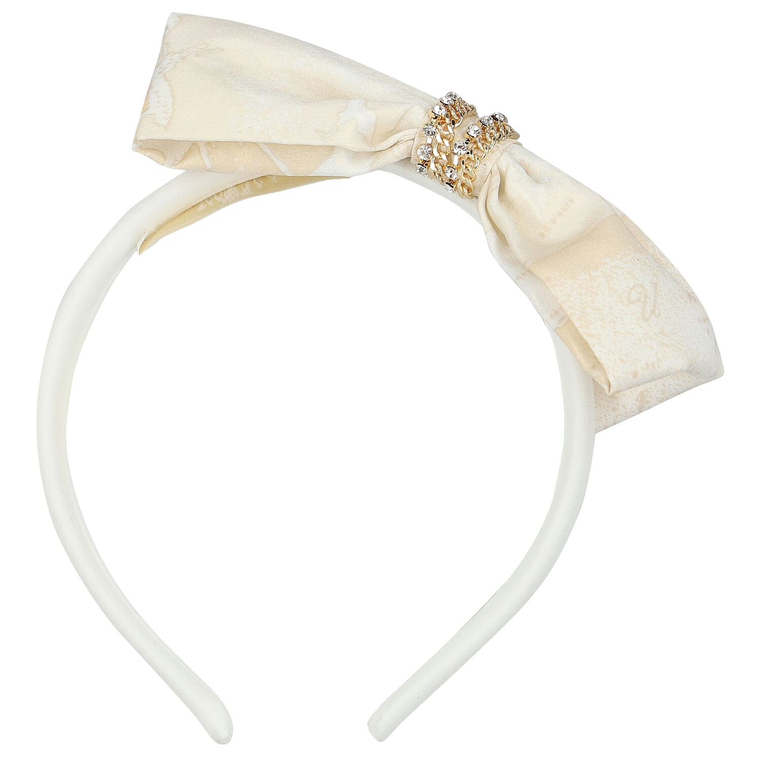 Girls White & Beige Geo Map Headband, 1, hi-res