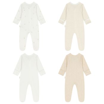 White & Beige Babygrows ( 4 Pack )