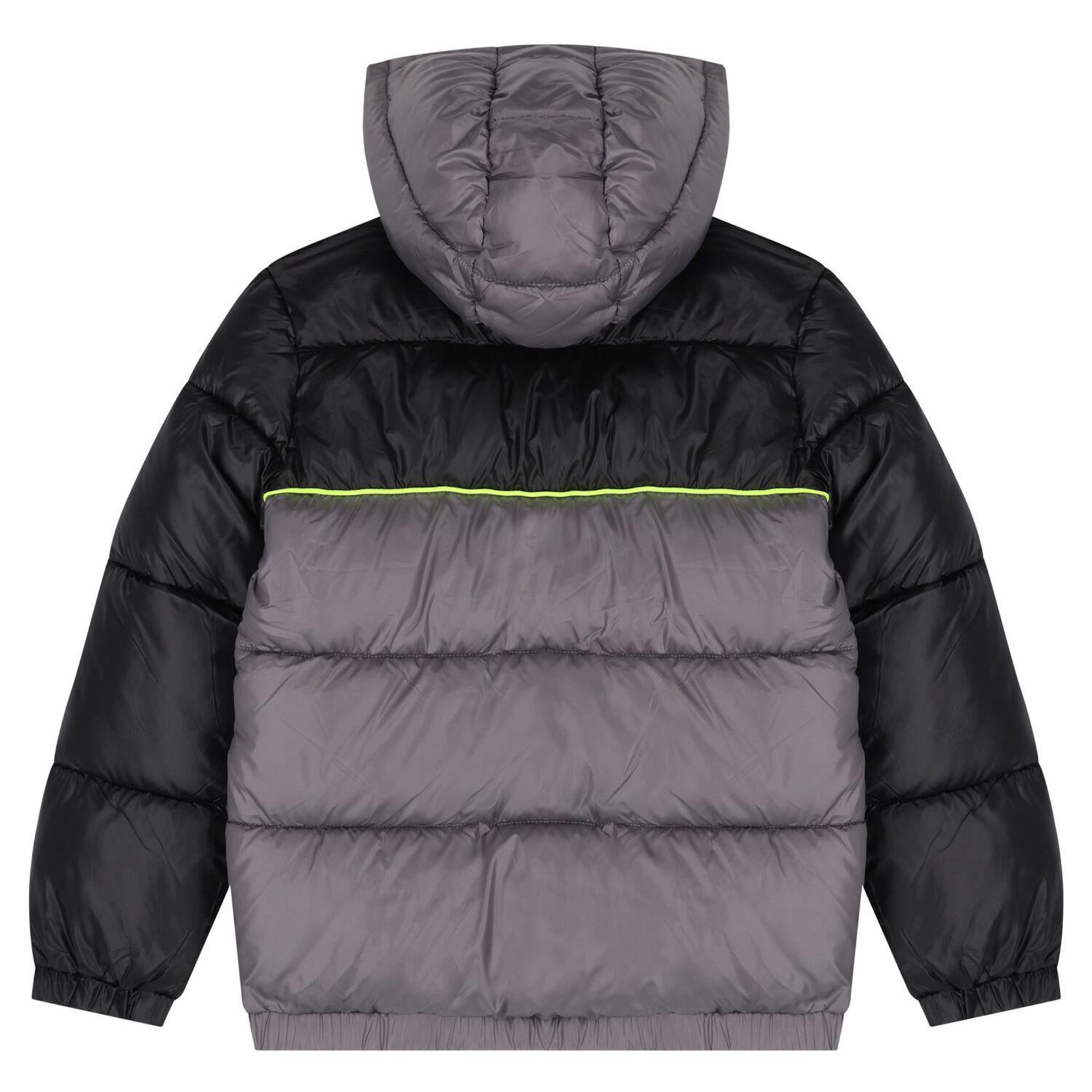 Boys Grey & Green Logo Padded Puffer Jacket, 1, hi-res image number null