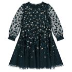 Girls Green Sequin Tulle Dress, 1, hi-res