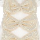Girls White & Gold Bow Dress, 1, hi-res