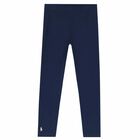 Girls Navy Logo Leggings, 1, hi-res
