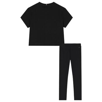 Girls Black Logo Leggings Set