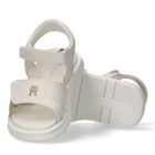 Girls White & Gold Logo Sandals, 2, hi-res