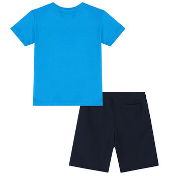 Boys Blue & Navy Logo Shorts Set