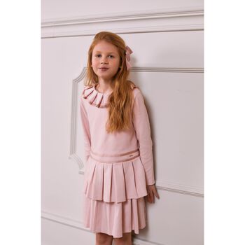 Girls Pink Pleated Dress