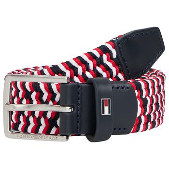 Boys White, Navy Blue, & Red Belt