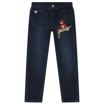 Boys Blue Teddy Bear Logo Denim Jeans