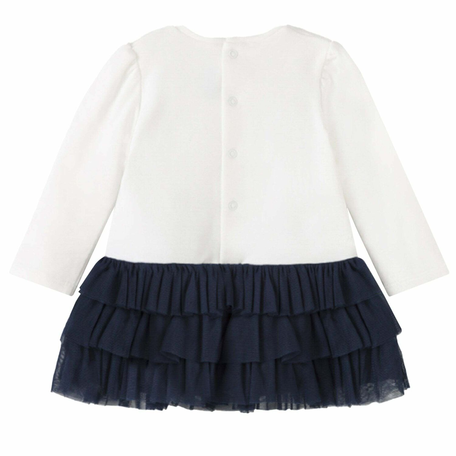 Younger Girls Navy Blue & Ivory Tulle Dress, 2, hi-res