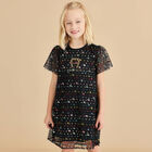 Girls Black Sequin Tulle Dress, 1, hi-res