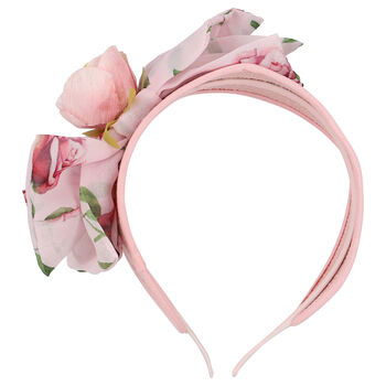 Girls Pink Wide Flower Hairband