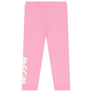 Younger Girls Pink Logo Leggings