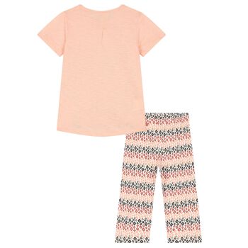 Girls Pink & Ivory Leggings Set