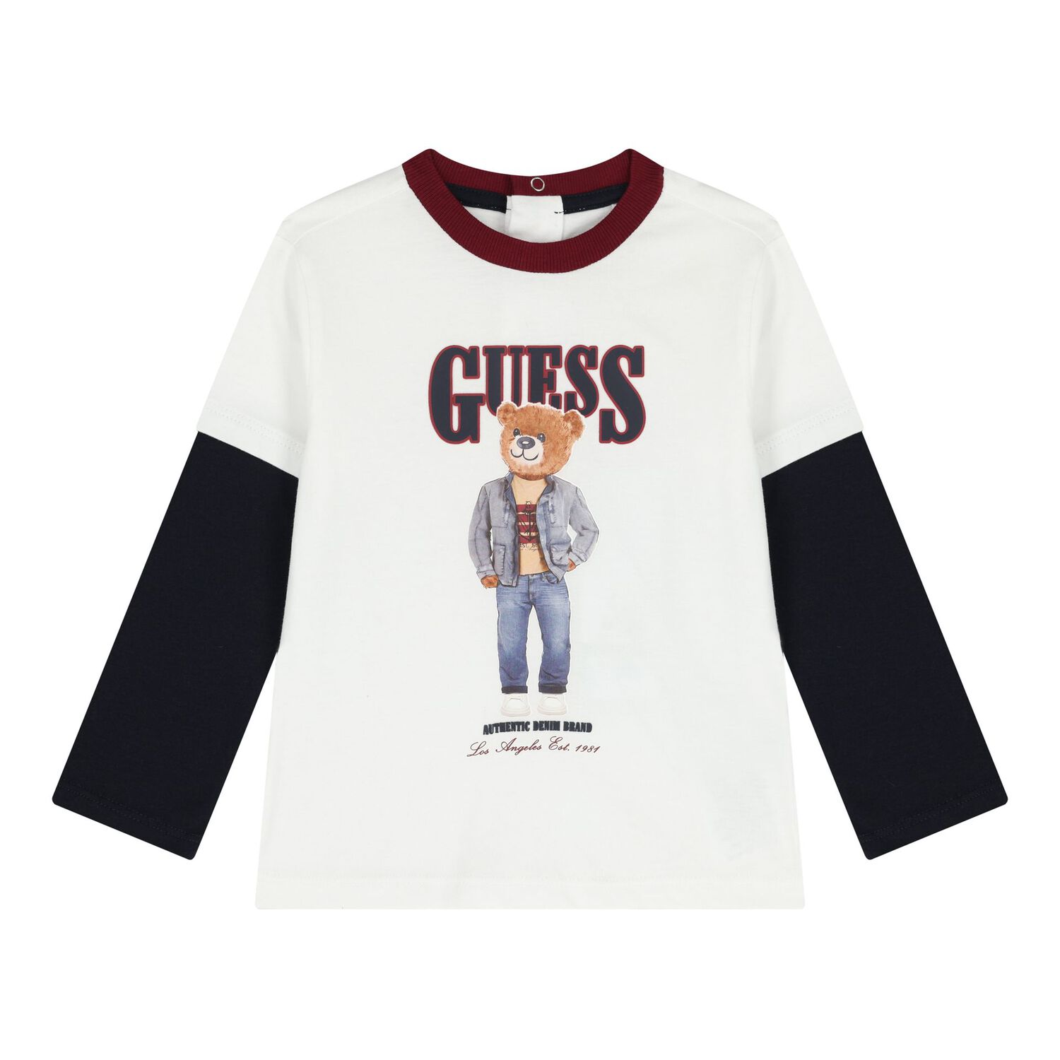 Baby Boys White & Red Teddy Bear Logo Joggers Set, 1, hi-res