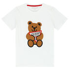 Younger Boys White Teddy Logo T-Shirt, 1, hi-res