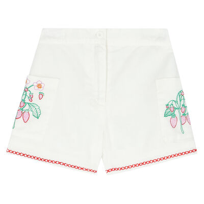 Girls White Strawberry Shorts