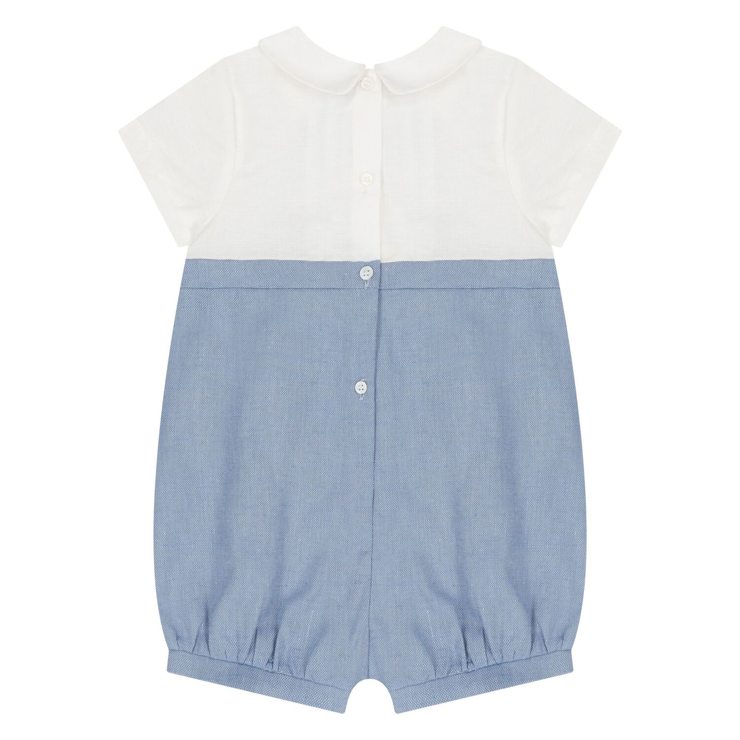 Baby Boys White & Blue Romper, 2, hi-res