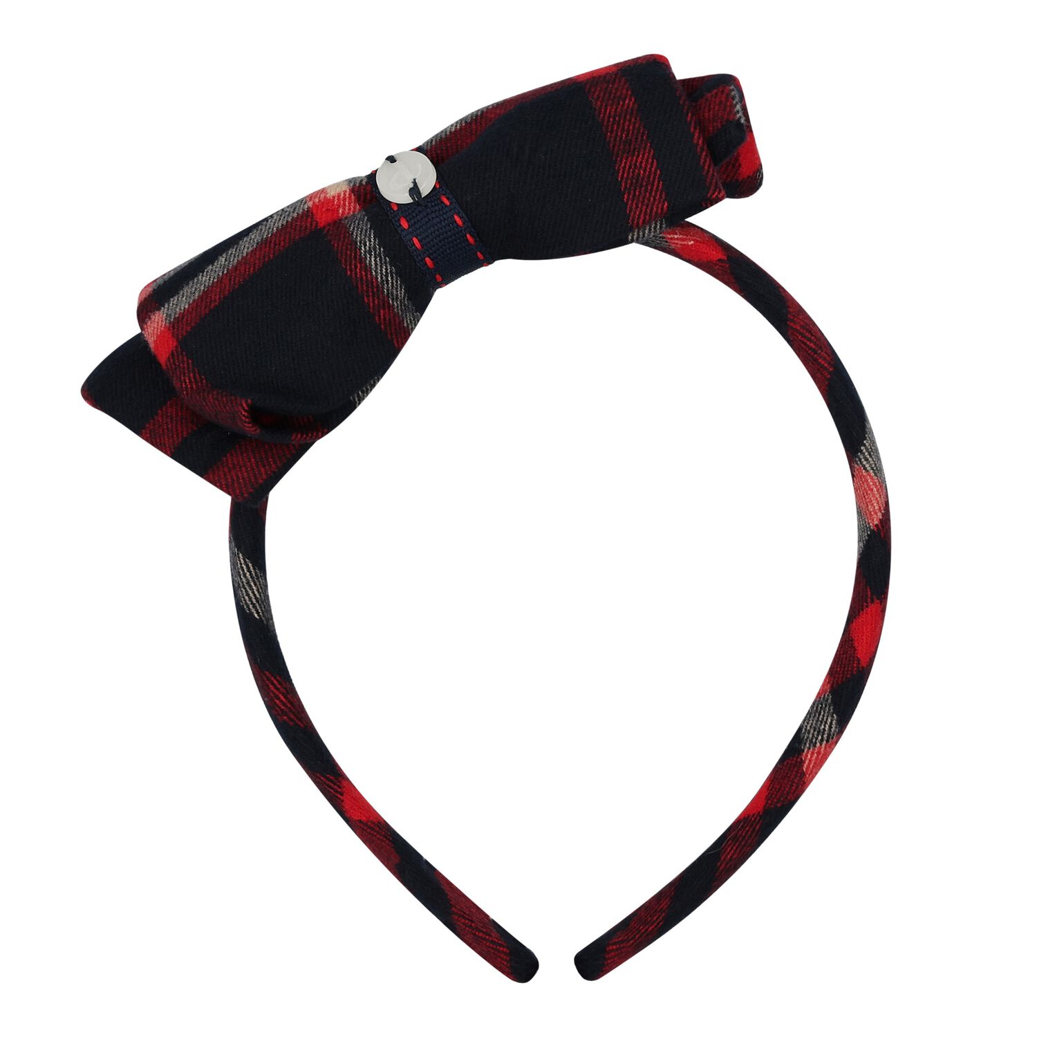 Girls Navy Blue & Red Tartan Headband, 1, hi-res