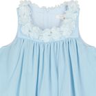 Girls Blue Flower Tiered Dress, 2, hi-res