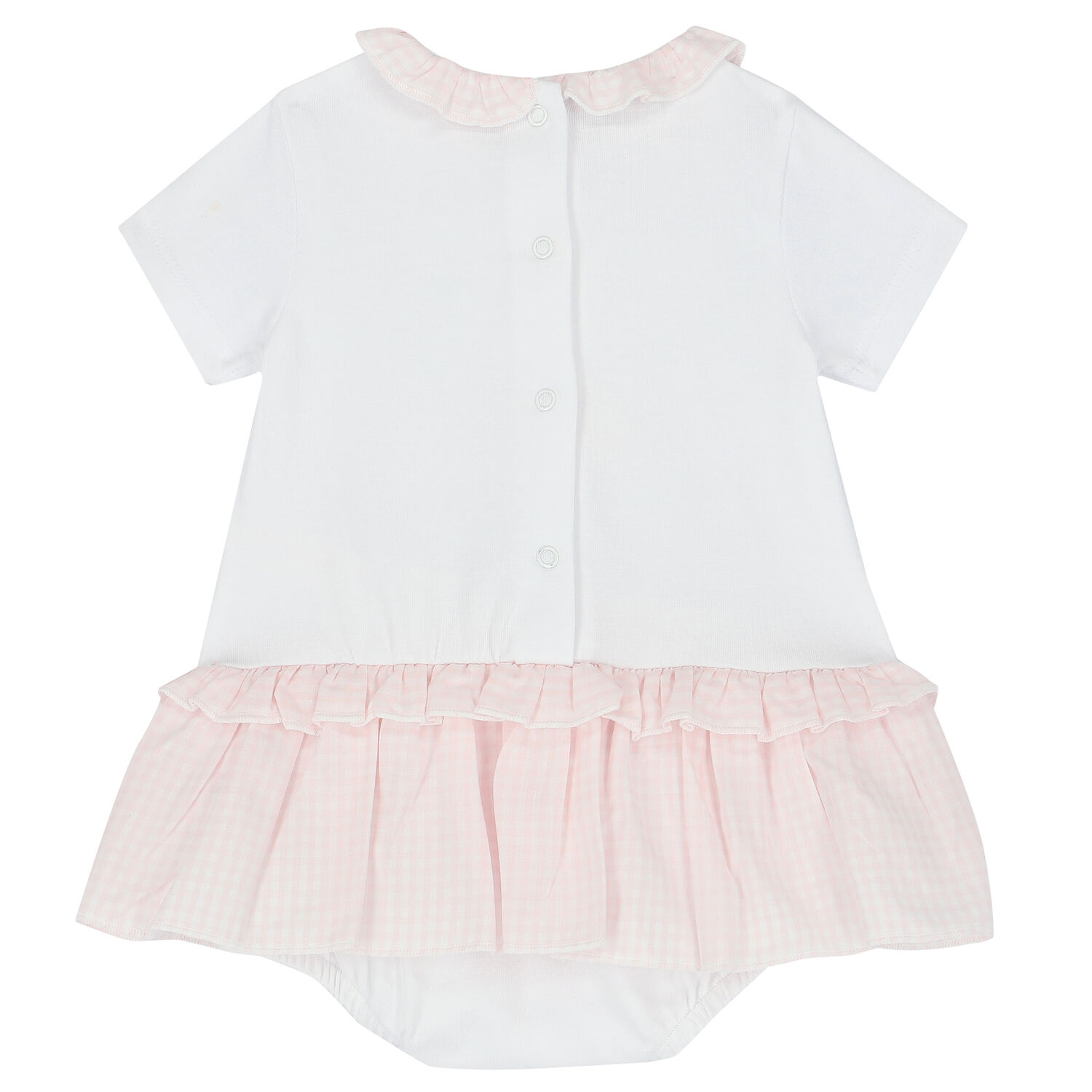 Baby Girls White & Pink Bunny Romper, 2, hi-res
