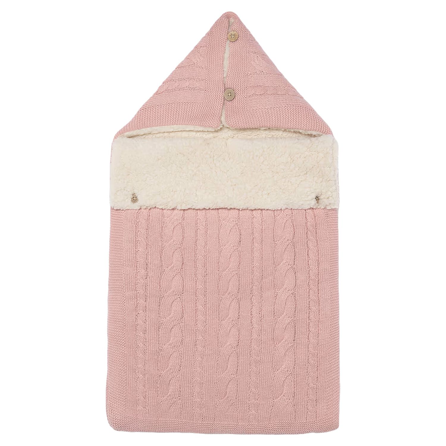 Baby Girls Pink Cable Knit Nest, 2, hi-res
