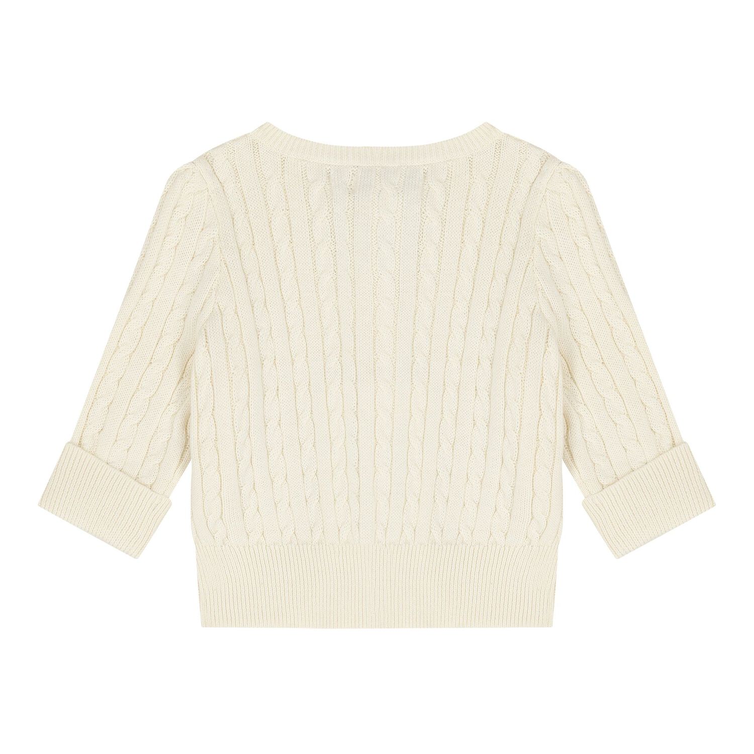 Baby Girls Ivory Cable Knit Cardigan, 1, hi-res
