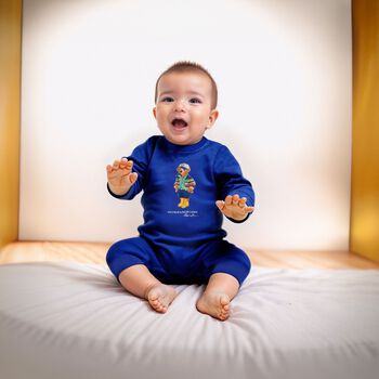 Baby Boys Blue Polo Bear Romper