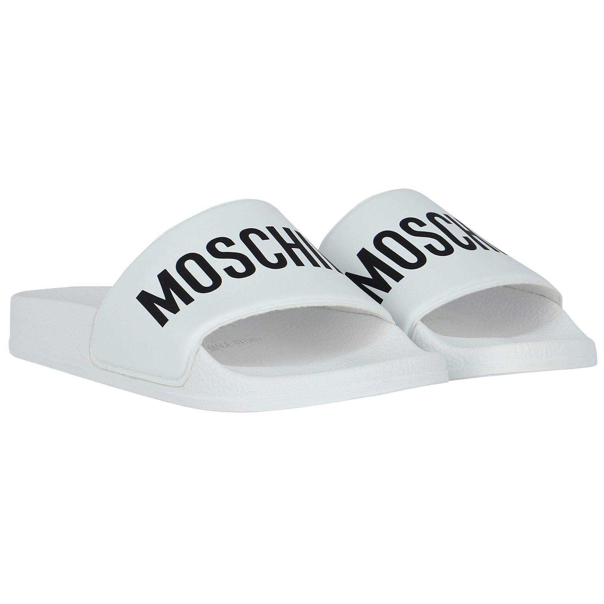 Moschino White Logo Sliders Junior Couture UAE