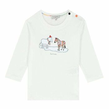 Younger Boys White Logo Top