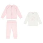 طقم بدلة  بنات رياضية باللون الابيض و الوردى  , 1, hi-res